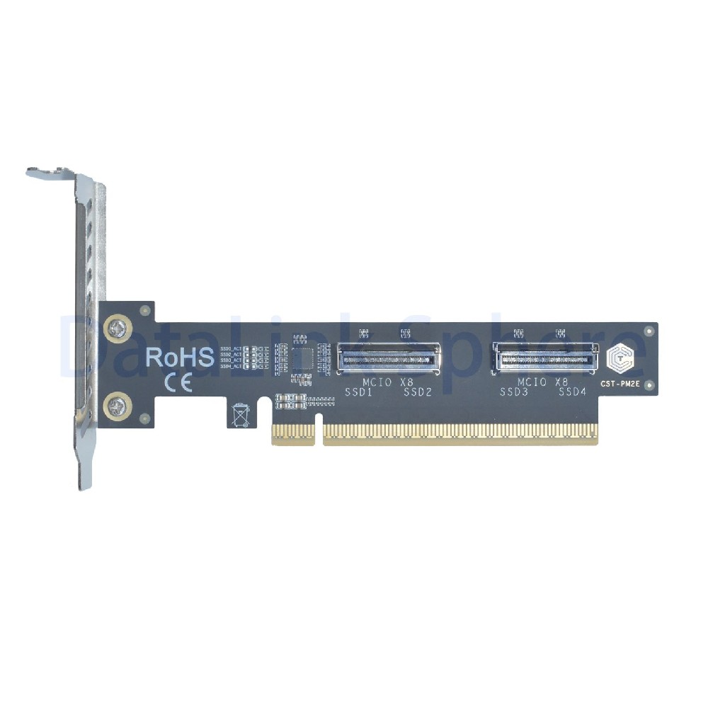 PCIe 5.0 x16 to 2 MCIO x8 Adapter Card