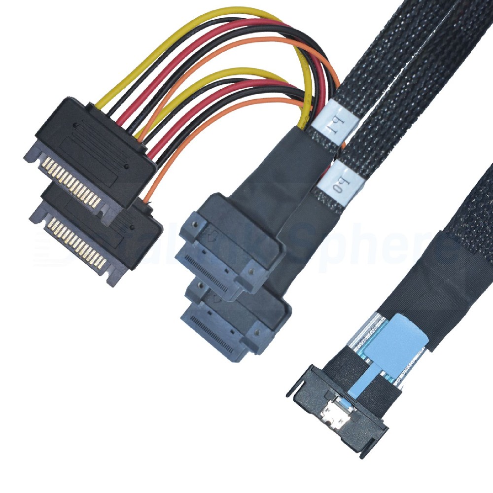 PCIe 5.0 MCIO x8 to 2 EDSFF 1C Cable for E1.S E1.L E3.S E3.L SSD