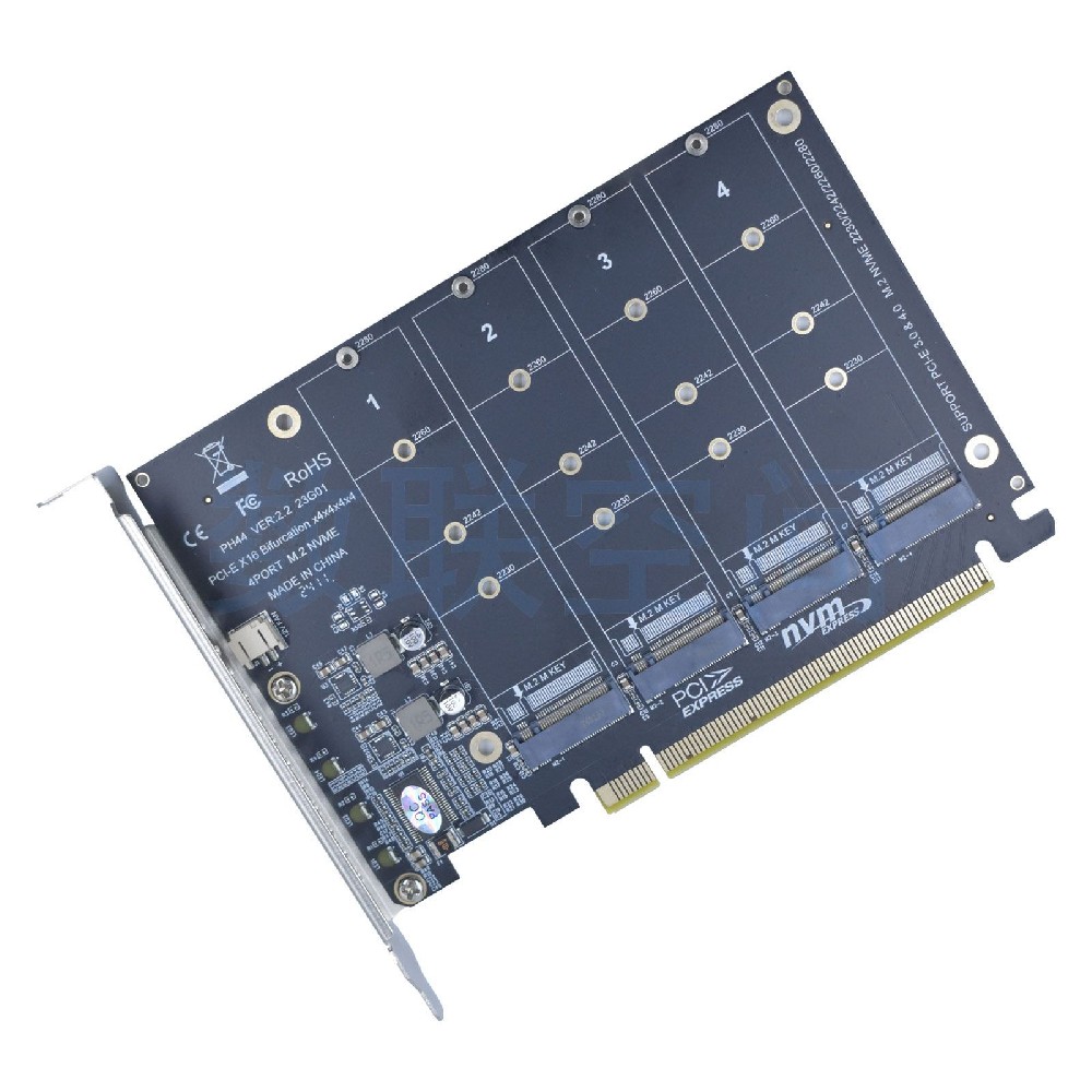 PCIe4.0 x16 转 4 x M.2(Key-M)扩展卡