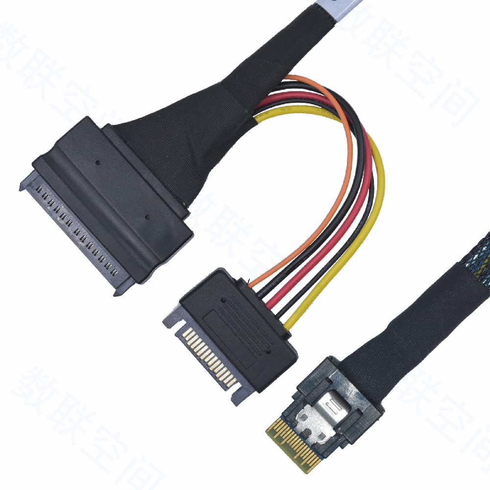 PCIe4.0 Slim SAS(SFF-8654)X4 转SFF-8639 数据线