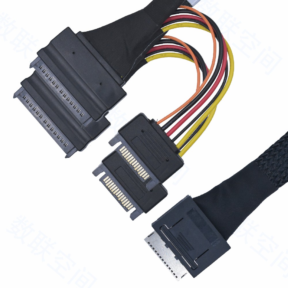 PCIe4.0 OCuLink(SFF-8611) X8转2*SFF-8639（U.2)数据线