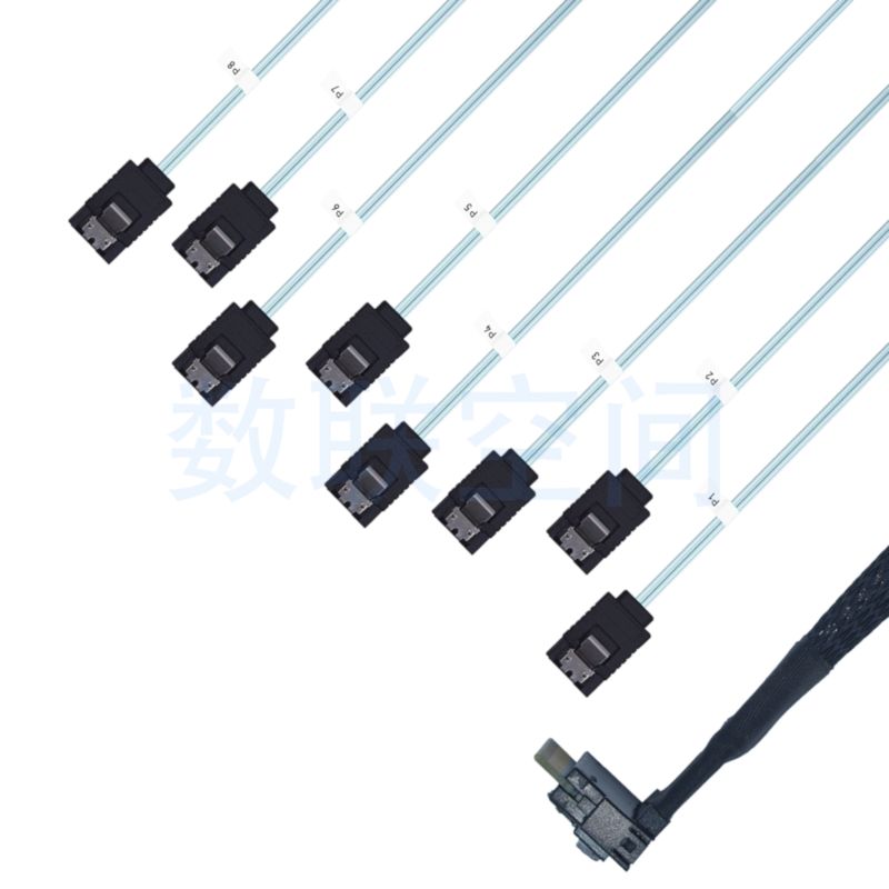 PCIe4.0 SFF-8654 x8 转 8SATA 弯头