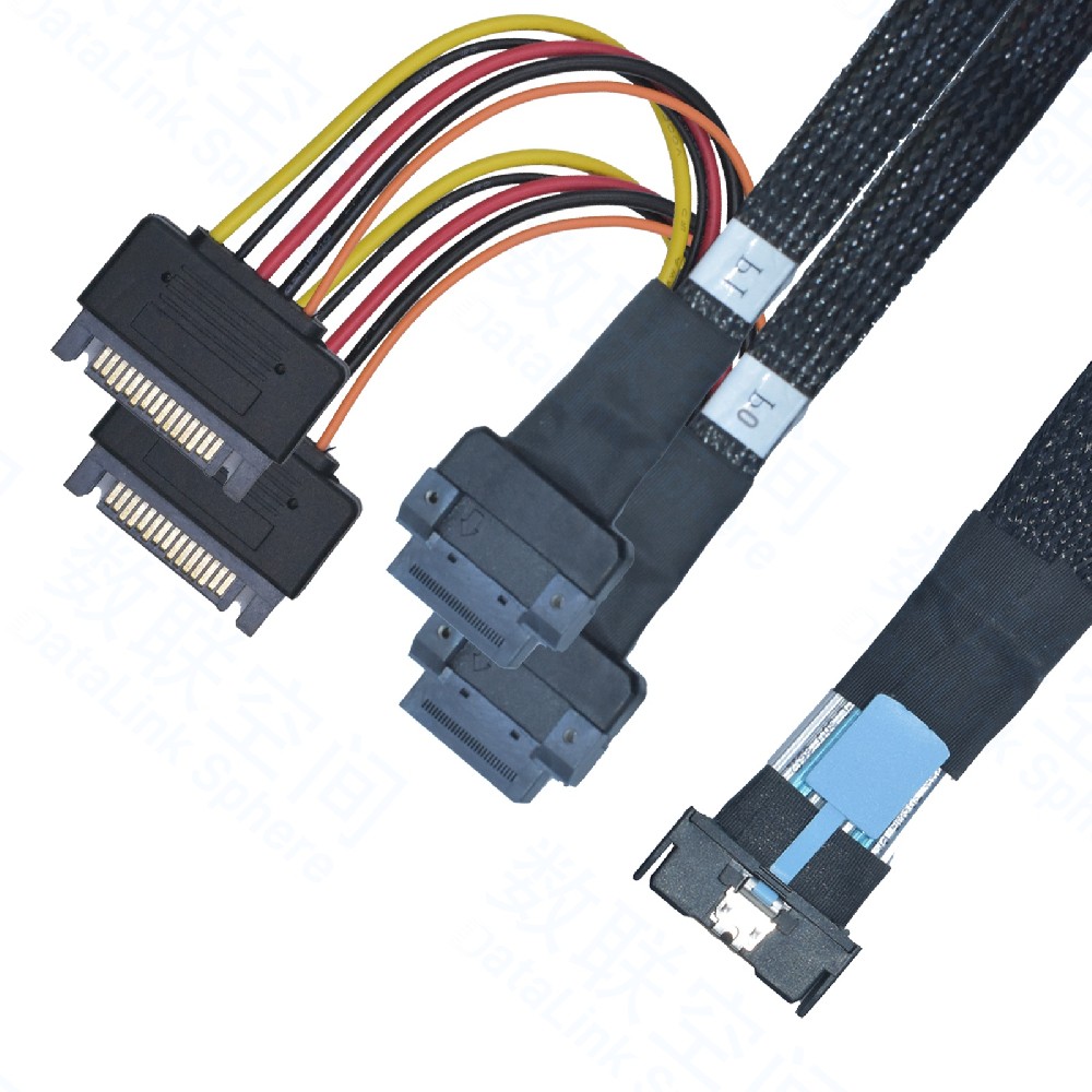 PCIe 5.0 MCIO X8 转 2口 EDSFF E1.S/E1.L/E3.S/E3.L数据线