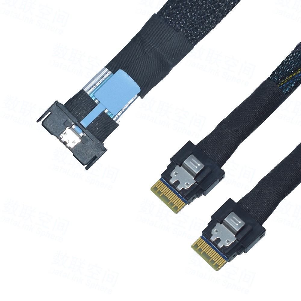 MCIO X8 转 2*SlimSAS(SFF-8654)X4数据线 公对公