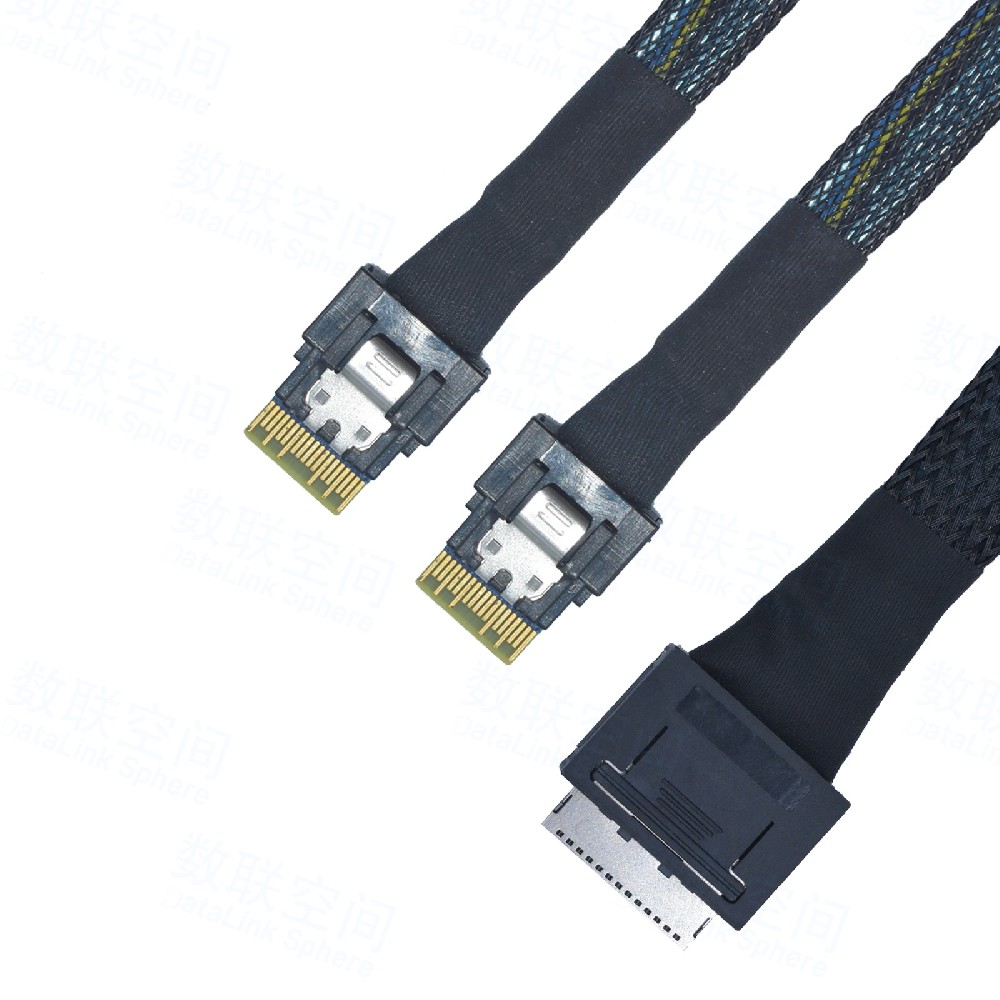 OCuLink(SFF-8611) X8转2*SFF-8654数据线