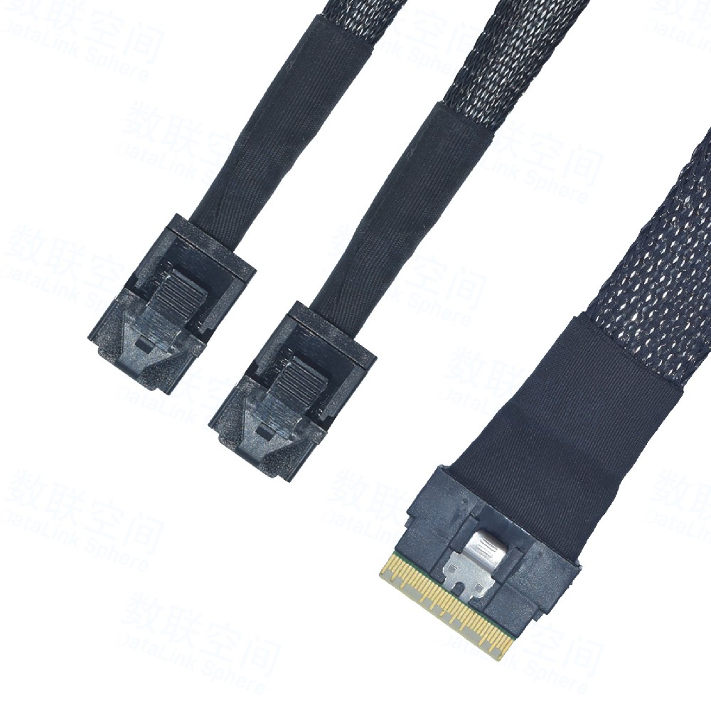 Slim SAS(SFF-8654)X8 转2xSFF-8643 数据线