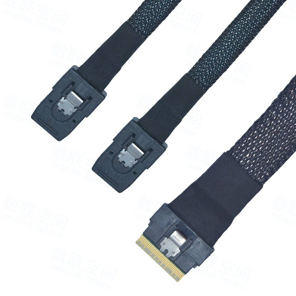 Slim SAS(SFF-8654)X8 转2xSFF-8087 数据线